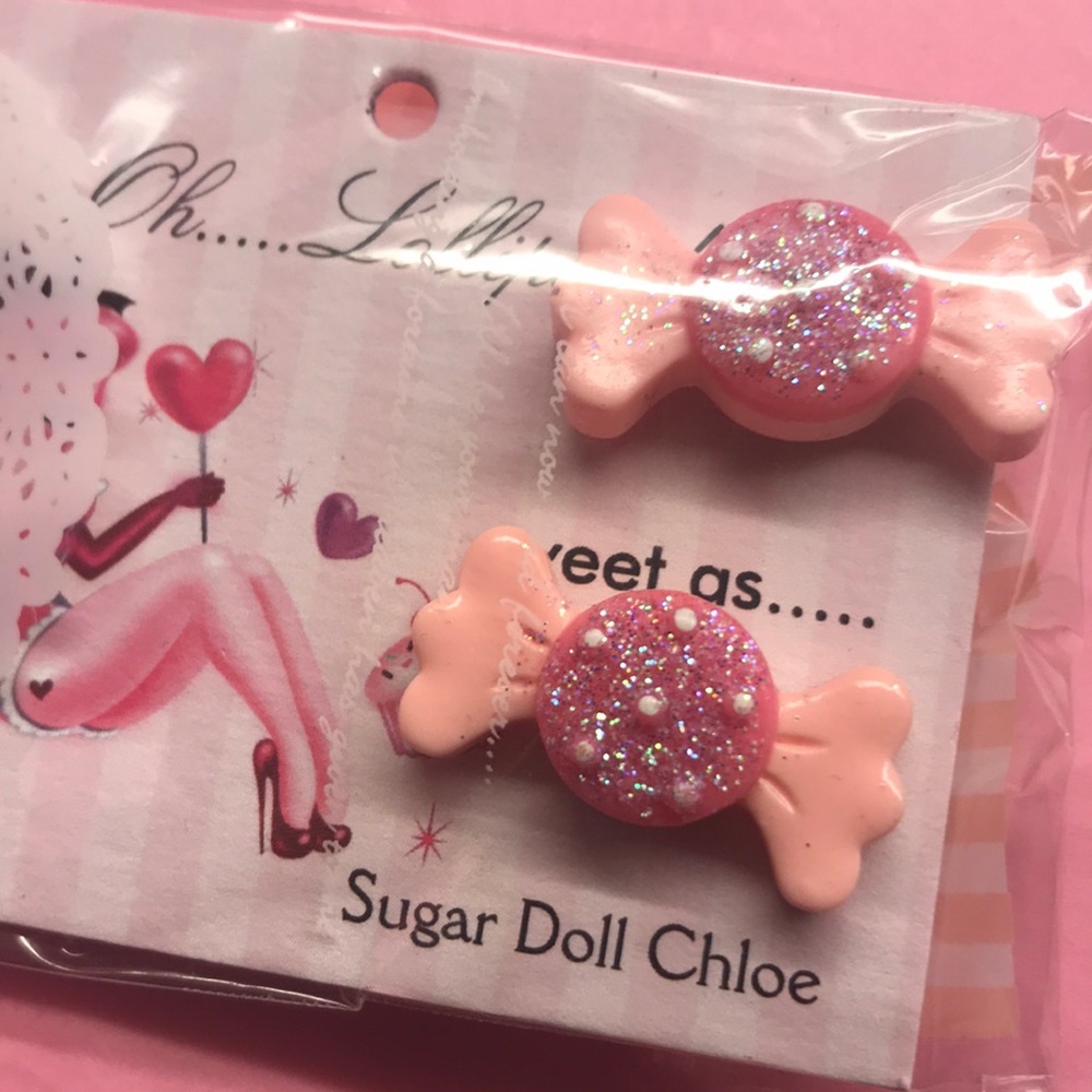 Oh lollipop candy pink barbie costume earrings kawaii sugar baby Lolita cute